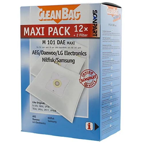 Scanpart Staubsaugerbeutel Maxi Pack M 101 DAE; wie Original: AEG Gr.50S; Samsung VM54, VM77, VP78, VP95B; Daewoo SB90; LG Electronics TB36