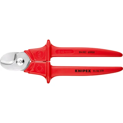 KNIPEX Kabelschere 230 mm - VDE-geprüft - Hochwertige Kabelschere mit gehärteten Schneiden für präzises Schneiden, ideal für Elektriker und Handwerker, isolierte Griffe für Sicherheit.