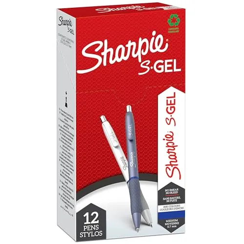 Sharpie S-Gel Gelschreiber 0,7 mm - 12 Stück in Eisblau und Perlweiß - Gelschreiber mit wischfester Tinte für lebendige Linien und ein angenehmes Schreibgefühl. Elegante Schäfte in Eisblau und Perlweiß, ideal für stilvolles Schreiben.
