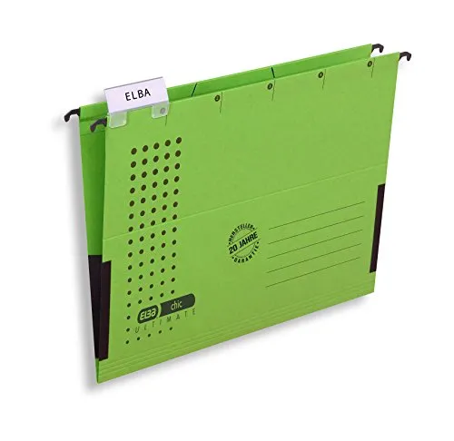 ELBA Hängetasche chic für A4, aus Karton, mit Leinenfröschen, grün, 25er Pack