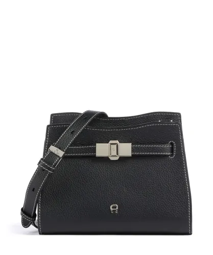 AIGNER Farah Umhängetasche S aus Leder, 22 cm schwarz in schwarz von Aigner