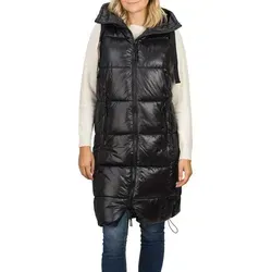 DENIMFY Steppweste Damen mit Kapuze - Knielang und windfest - Funktionsjacke für Herbst/Winter mit Kapuze, hochwertigem Material und praktischen Reißverschlusstaschen. Ideal für Outdoor-Aktivitäten und stylisch zugleich.