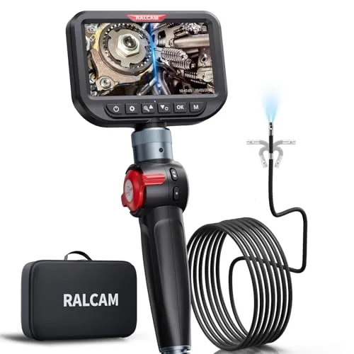 Ralcam Endoskopkamera mit Licht, Endoscope Camera mit 180° beweglichem Kopf, 8,5mm Dual-Sonde, 5