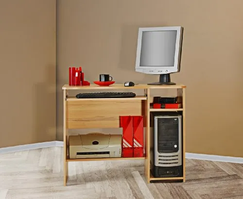 Möbeldesign Team 2000 Schülerschreibtisch - Ergonomischer Computertisch aus Kernbuche - Kinderschreibtisch mit ergonomisch geformter Tischplatte, praktischen Ablagefächern und freistehender Rückseite - ideal für ein aufgeräumtes Lernumfeld.