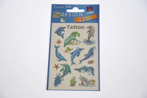 AVERY Zweckform 56439 Tattoo Kinder - 13 Stück Delfine, wasserfest und ideal als Mitgebsel für Kindergeburtstage oder Partyspiele