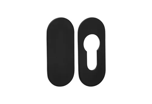 SO-TECH® Türbeschlag selbstklebende Edelstahl Tür-Rosetten mit 3M-VHB-Klebepad (2 St), PZ-Kleberosette + Blindrosette oval 65 x 28 x 2 mm schwarz