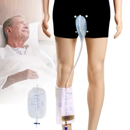 Urinbeutel 500 ml für Männer - Auslaufsicher und Tragbar - Urinbeutel für Inkontinenzpatienten, ideal für Männer mit Mobilitätsstörungen. Stabil, leicht zu reinigen und perfekt für Reisen oder Camping.