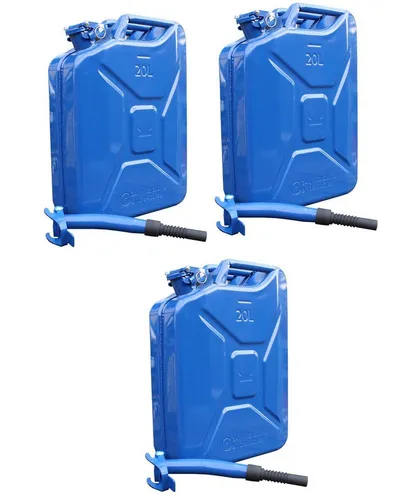 Baumarktplus Metallkanister Dieselkanister 20l - 3x Benzinkanister mit Ausgießer - 3x robuste Metallkanister 20l für Benzin und Diesel, inkl. flexibler Ausgießer mit Sieb. Ideal für sicheren Transport und einfache Befüllung! Perfekt für Autozubehör.