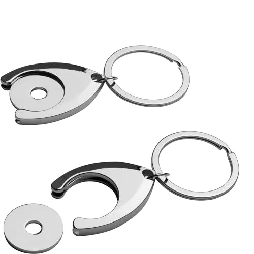 Schlüsselanhänger mit Einkaufschip / aus hochglänzendem Metall