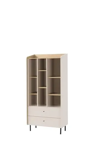 Masseno Buchregal Vetta, Ideal für Büro, Wohnzimmer oder Lesezimmer, Stil Modern, 80x42x170 cm, Ausführung Matt, Beżowy