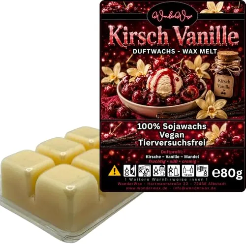 Produktbild WonderWax Duftwachs Wax Melts für Duftlampe, 6 Würfel Duftmelt Wachsmelt Sojawachs Duftwachs Würfel für Raumdüfte, Wachs Duftöl Winter Indoor Schmelzen für Aromalampe Kirsch Vanille