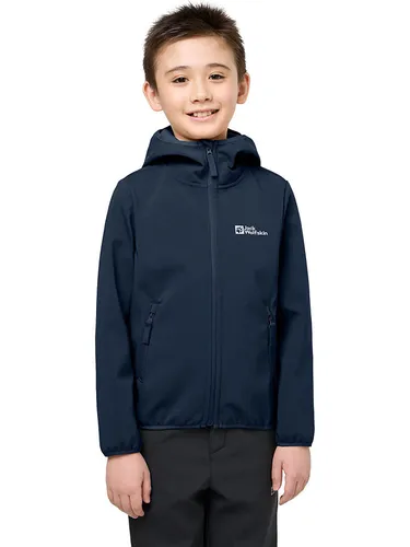 Jack Wolfskin Unisex Kinder Fourwinds Jacket Kids, Night Blue, 140 - Funktionsjacke aus recycelten Materialien, winddicht und ideal für aktive Kinder bei jedem Wetter.