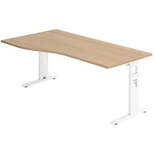 Hammerbacher-Schreibtisch C-Fuß 180x100/80cm Eiche/Weiß von Hammerbacher