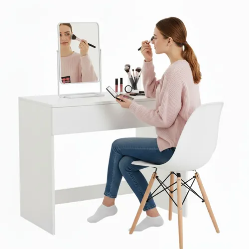 Schminktisch weiß 75 cm mit Schublade Kosmetiktisch kompakt geräumig Make-up