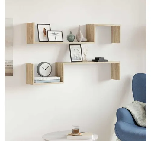 Wandregale 2 Stk. Sonoma-Eiche 100x15x20 cm