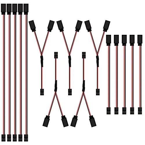 QIMEI-SHOP RC Servo Verlängerungskabel 22 AWG 30 Cores Cable JR Stecker Verlängerung 3 Pin Servokabel Männlich zu Weiblich für Fernbedienung Flugzeug 10 cm/30 cm 15 Stück