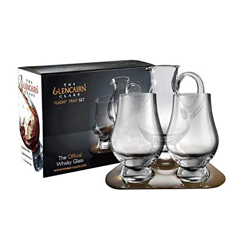 GLENCAIRN STÖLZLE LAUSITZ Whiskey Tasting-Set - Mixgetränkset mit 3 hochwertigen Whiskeygläsern und einem eleganten Wasserkrug aus bleifreiem Kristallglas, spülmaschinentauglich und bruchsicher – ideal für Whisky-Liebhaber.