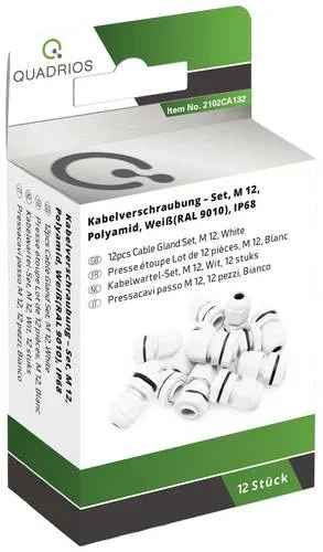 Quadrios 2102CA132 Kabelverschraubung Sortiment M12 PA66 Weiß 1 Set