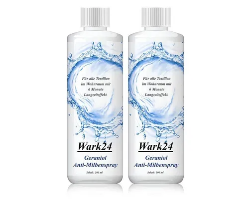Wark24, Wasserbett Wark24 Geraniol Anti-Milbenspray 500ml - Für alle Textilien (2er Pack)