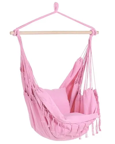 BELIANI Hängesessel Rosa aus Buchenholz und Baumwolle von Beliani