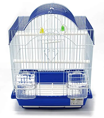 BPS Vogelkäfig aus Metall mit Futternapf - 30x23x39 cm - Robuster Vogelkäfig mit abnehmbarem Ablagefach für einfache Reinigung. Inklusive Futterstation, Trinknapf und Schaukel für den perfekten Komfort Ihres Vogels.