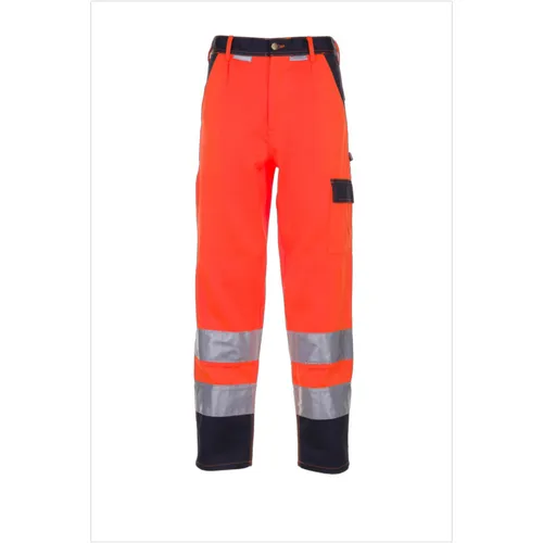 Bundhose 2016 in Warnorange und Marine, Größe 42 - Arbeits- & Schutzkleidung mit hoher Sichtbarkeit für Sicherheit bei schlechten Lichtverhältnissen, ideal für Baustellen und Outdoor-Arbeiten.