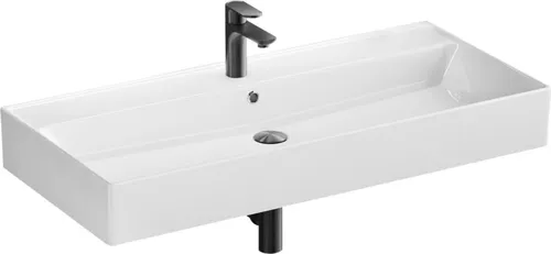 Aqua Bagno Waschbecken Möbelwaschtisch 100cm weiß eckig - Moderne Wandmontage Waschbecken, überzeugt mit dünnem Rand und elegantem Design – ideal für ein stilvolles Badezimmer.