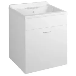 Waschbecken aus Kunststoff mit Unterschrank 60x50 cm - Spülen - Praktisches Set mit integriertem Siphon, ideal für kleine Bäder und Gäste-WCs, pflegeleicht und langlebig.