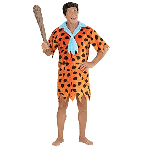 W WIDMANN MILANO Party Fashion - Kostüm Steinzeitmann XXL - Kostüm für Erwachsene, ideal für Karneval und Mottopartys, bequem über warmer Kleidung tragbar und inklusive orangefarbener Tunika mit schwarzen Punkten.