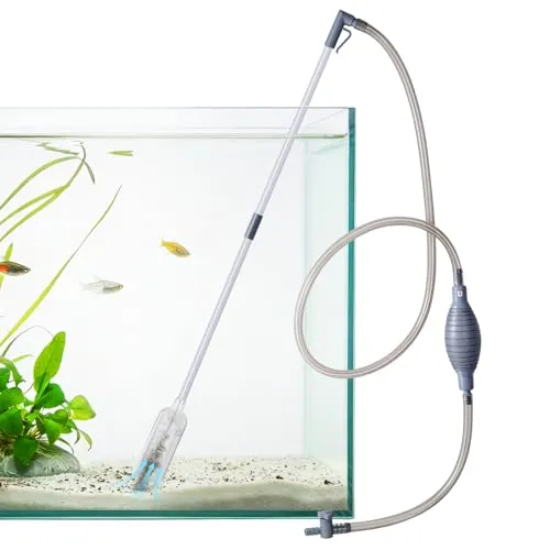 FEDOUR 3-in-1 Aquarium Reiniger mit Vakuumfunktion, Verstellbarer Mulmsauger für Aquarium, Aquarium Kiesreiniger -Wasserwechsler und Sandwasch-Set mit Hand-Siphon-Schlauch und Verlängerungsrohr