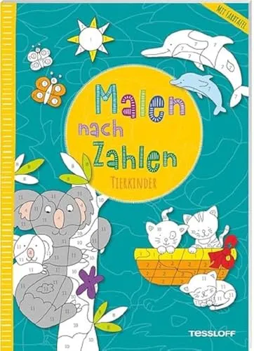 Malen nach Zahlen. Tierkinder | 24 Motive zum Ausmalen | Mit ausklappbarer Farbkarte | Für Kinder ab 4 Jahren: Mit ausklappbarer Farbtafel