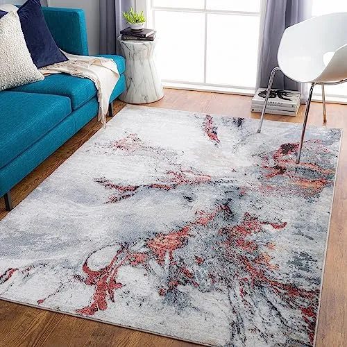 Livabliss Kurzflorteppich Emma, Grau, Rot, Rechteckig 200x275 cm - Der moderne Kurzflorteppich Emma in stilvollem Grau und Rot bringt Farbe und Charakter in Ihr Zuhause. Mit geprüfter Qualität und einfacher Pflege ist er ideal für stark frequentierte Innenräume.