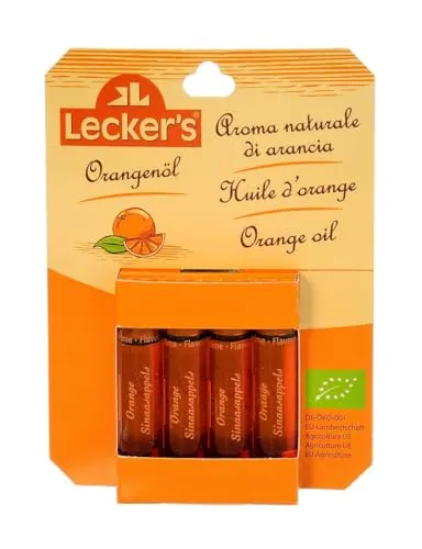 Orangenöl 4x2ml | LECKER'S - Speiseöle mit intensivem, frischem Aroma, ideal zum Verfeinern von Desserts und Getränken.