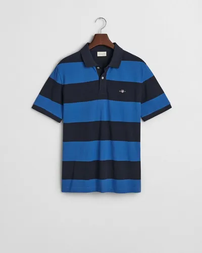 Gant Poloshirt blau M - Herren-Shirt aus 100% Bio-Baumwolle im Casual-Stil mit Streifenoptik, perfekt für einen lässigen Look.