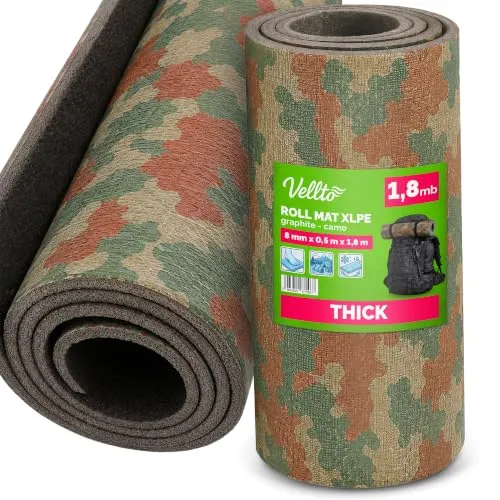 Vellto Isomatte 8 mm XLPE Campingmatte Schlafmatte Bodenmatte Outdoor Yogamatte Sportmatte Schaumstoff Leicht Dick Yoga Sport Camping Festivals Strand