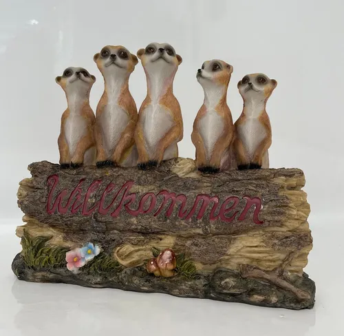 Dekofigur Erdmännchen Willkommen 30 x 24 x 9 cm