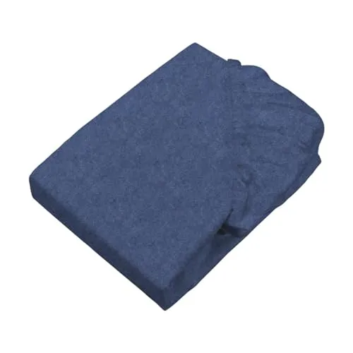 sleepling Biber Spannbetttuch Melange, Feinbiber Spannbettlaken, Made in Germany, Matratzen bis 23 cm Höhe, Rundum Gummizug, Ökotex, waschbar 60 Grad, 90 x 200, Marineblau meliert
