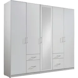 Mid.you Drehtürenschrank Wimex Freiburg - Kleiderschrank in Weiß mit 5 Türen und 4 Schubladen, bietet großzügigen Stauraum und einen praktischen Spiegel für stylische Outfits.