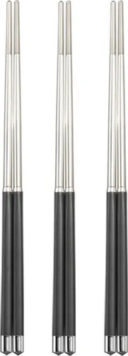 Produktbild Paar Chinesische Essstäbchen Set aus Edelstahl | edle Sushi Stäbchen Spülmaschinenfest und Rostfrei | Wiederverwendbare 24,3cm Chopsticks für Asiatisches Geschirr Besteck 3