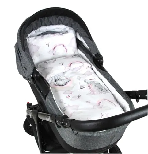 Babylux 2 TLG. Set Bezug für Kinderwagen Stubenwagen oder Wiege Garnitur Bettwäsche Kissen Decke 60 x 78 cm (125. Elefanten Rosa)