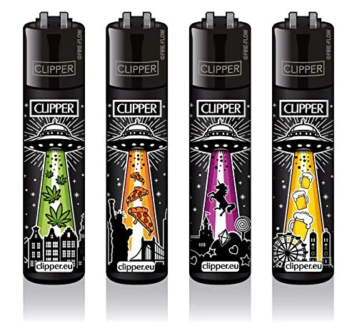 Clipper Feuerzeug 4er Set: (UFOs) von sunmondo
