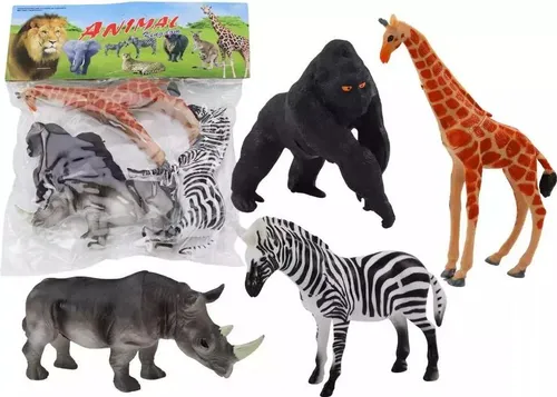 Set afrikanischer Tierfiguren, 4-teilig, Giraffe, Gorilla