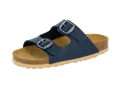 Lico Unisex Kinder Bioline Kids 2-Schnaller Pantoletten, Marine - Clogs & Pantoletten für Mädchen mit verstellbaren Schnallen und komfortablem Kork/Kautschuk-Fußbett für optimalen Tragekomfort.