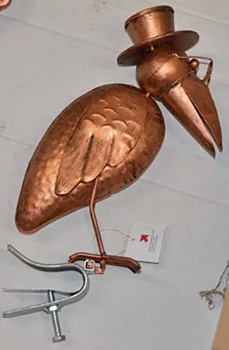 Dachrinnen- und Zaunfigur Dr. Rabe - Kupferlook - Wetterfeste Gartenfigur aus Metall im edlen Kupferdesign mit einfacher Klemmhalterung für Dachrinnen, Zäune oder Geländer – ein humorvoller Blickfang für jeden Außenbereich!