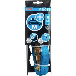 Conacord Spanngurt 521143, mit Haken und Ratsche, 5m x 25mm, blau, Kantenschutz, Zurrkraft bis 500kg