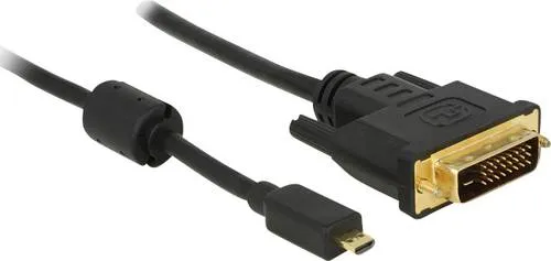 Delock HDMI / DVI Adapterkabel HDMI-Micro-D Stecker, DVI-D 24+1pol. Stecker 1.00 m Schwarz 83585 mit Ferritkern, schraubbar, vergoldete