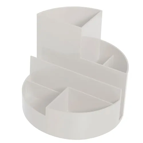 MAUL Schreibtischorganizer MAULrundbox 140x125mm | Stilvoller Organizer mit 6 Fächern | Zur Aufbewahrung von Stiften, Schere und Notizkarte | Praktische Ablage für Büro und Schreibtisch | Grau