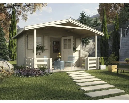 Gartenhaus weka hohes Durchgangsmaß 195 cm, mit Vordach, Brüstung und Fußboden 4