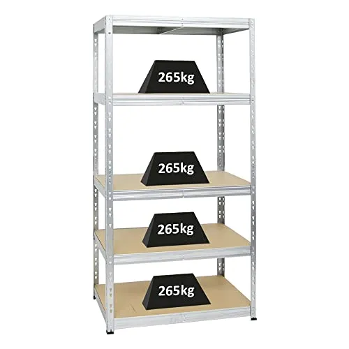 PROREGAL® Schwerlastregal Tiger – 5-6 Ebenen, 265 kg Traglast - Schwerlastregal für Werkstatt und Garage mit hoher Traglast von 265 kg pro Ebene. Einfache Steckmontage und in zwei Werkbänke umwandelbar. Ideal für Ordnung und vielseitig kombinierbar.
