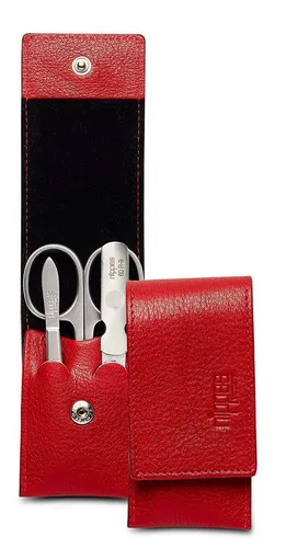 nippes Solingen Maniküre-Etui WILD RED - 3-teiliges Set mit Rindleder-Etui - Nageletuis mit hochwertigen Edelstahl-Instrumenten, ideal für entspannende Maniküre-Momente allein oder mit Freunden. Edles rotes Leder-Etui sorgt für Ordnung und Stil.